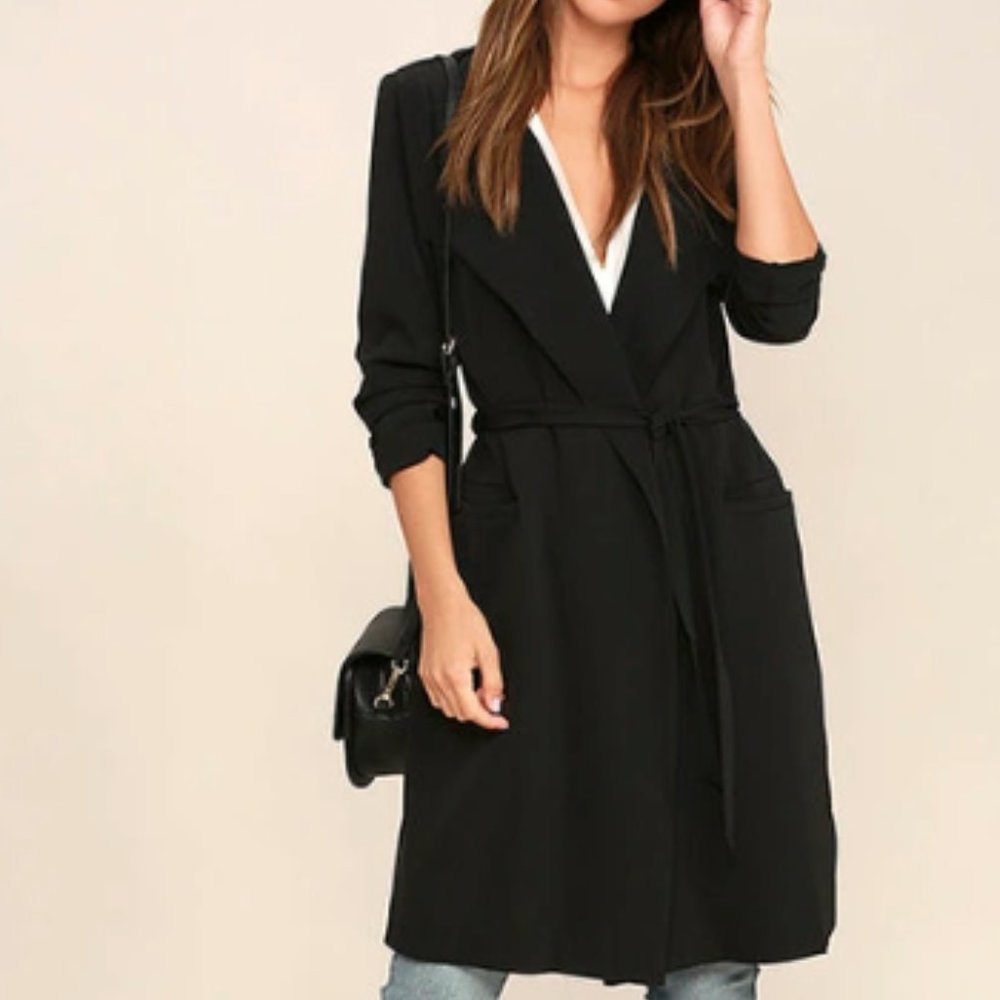 City Sleek Black Trench Coat